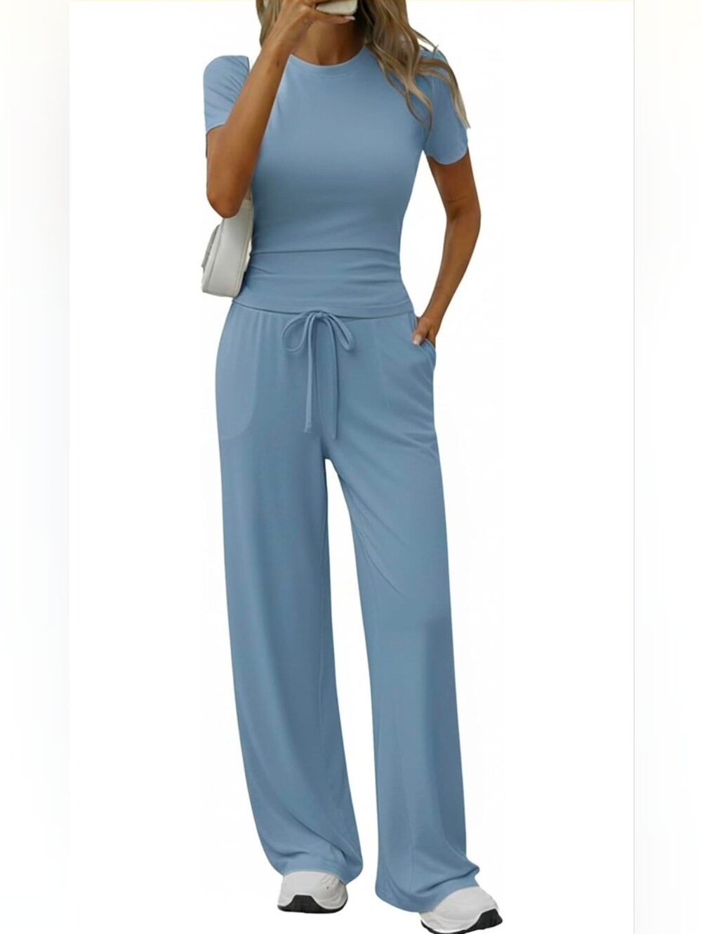 Womens 2 Piece Set Soft Lounge Sets Slim Tops Outfits with Pockets